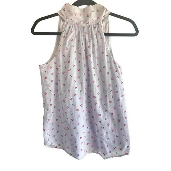 J Crew cherry print white halter tie neck sleeveless lined  tank 00 - Picture 2 of 8